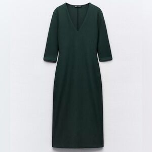 Zara Deep Green Long Sleeve Dress